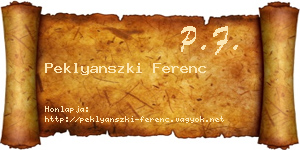 Peklyanszki Ferenc névjegykártya